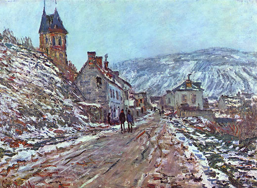 Dorfeingang von Vtheuil im Winter