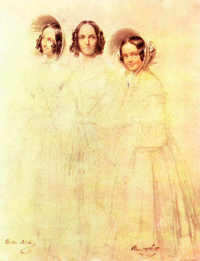 Frau Crelinger mit ihren Tchtern Bertha und Clara