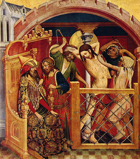 Thomasaltar, Fragment vom linken Flgel innen oben: Geielung Christi