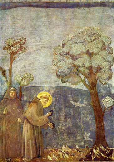 Szenen aus dem Leben des Hl. Franziskus: Der Hl. Franziskus predigt den Vgeln