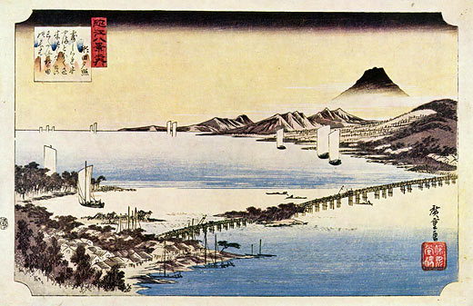 Sonnenuntergang in Seta (aus der Serie Acht Ansichten des Biwa-Sees)