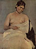 Sitzende Frau mit entblter Brust