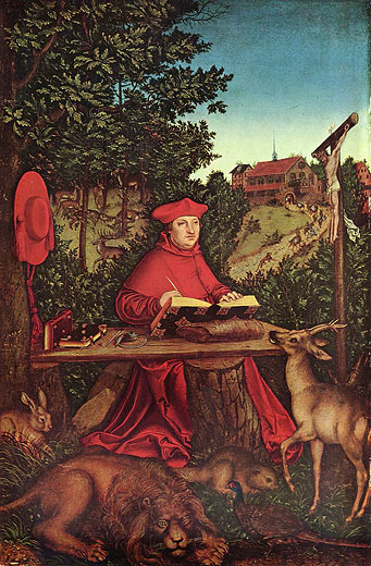 Kardinal Albrecht von Brandenburg als Hl. Hieronymus im Grnen