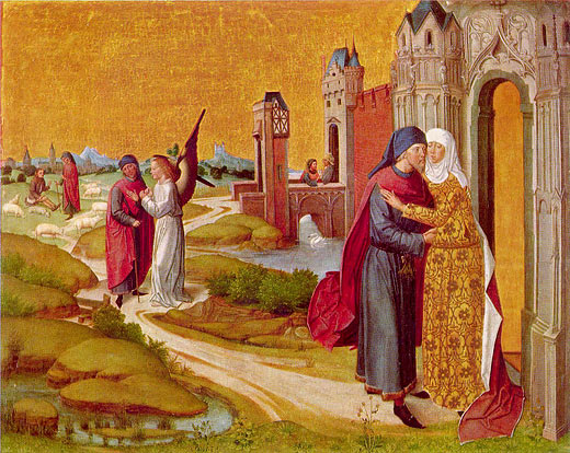 Marienaltar, linker Flgel innen oben: Begegnung von Joachim und Anna an der Goldenen Pforte