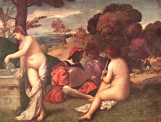 Das lndliche Konzert (Das Konzert im Freien) (zusammen mit Giorgione)