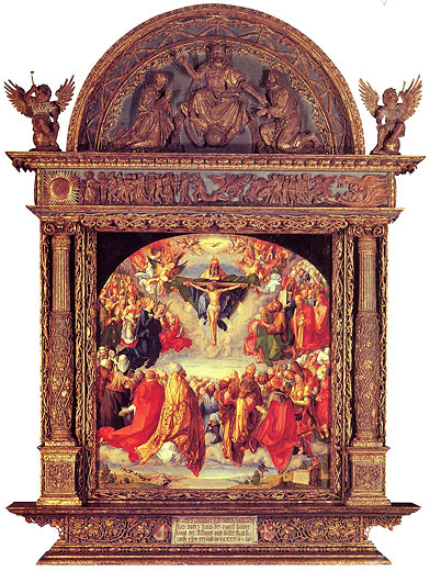 Landauer Altar, innen: Anbetung der Dreifaltigkeit durch die Civitas Dei