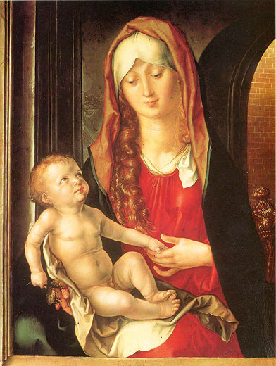 Maria mit Kind vor einem Torbogen