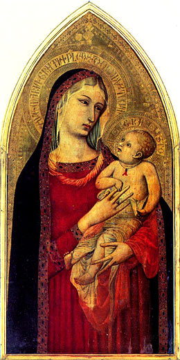 Madonna mit Kind (Teilstück aus einem Polyptichon mit dem heiligen Nikolaus von Bari und Sankt Prokolus)