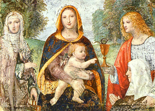 Maria mit dem Kind zwischen der hl. Martha und Johannes dem Evangelisten und einer Nonne