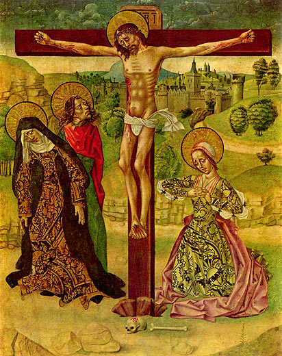 Christus am Kreuz (Mittelschrein eines aus fünf Tafeln bestehendes Polyptychons)