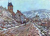 Dorfeingang von Vétheuil im Winter