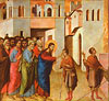 Maestà vom Hochaltar des Domes zu Siena, Predella: Jesus heilt einen Blindgeborenen
