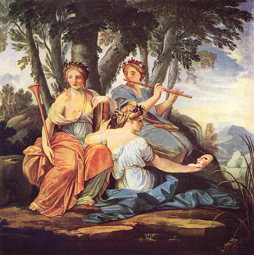 Die Musen Clio, Euterpe und Thalia