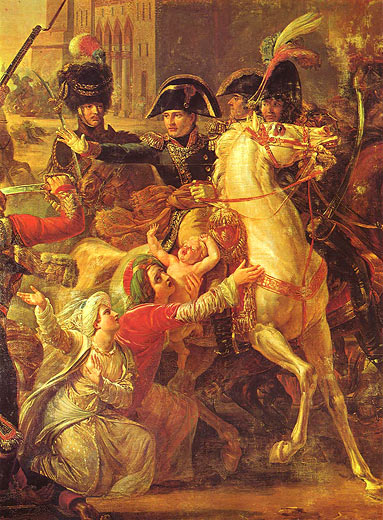 Einzug Napoleon in Alexandria am 3. Juli 1798: Seine Gnade gegenüber einer arabischen Familie (Ausschnitt)