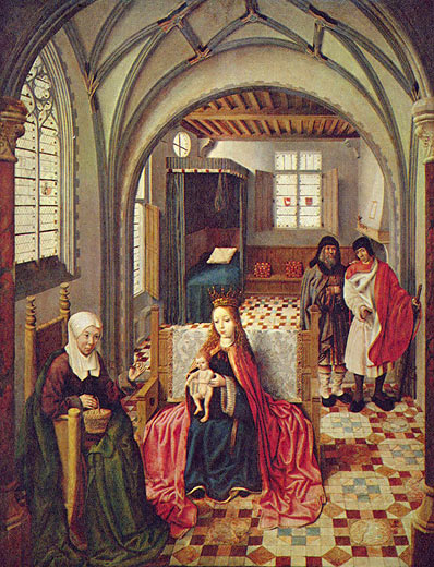 Heilige Familie im Gemach mit Anna und Joachim