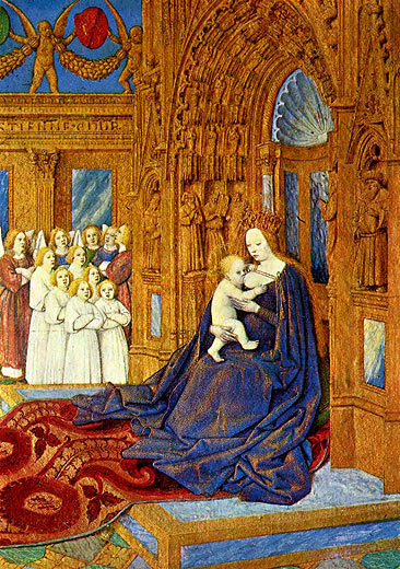 Livres d'heures des tienne Chevalier: Madonna mit Kind vor dem Portal einer Kathedrale