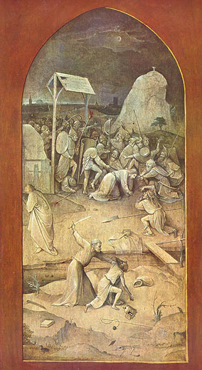 Versuchung des Hl. Antonius, Rückseite des linken Flügels: Gefangennahme Christi