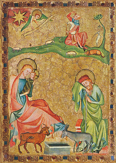 Geburt Christi (oberer Teil des linken Flügels eines Altärchens)