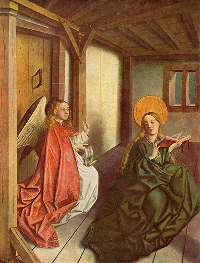 Marienaltar; Außenseite eines Altarflügels: Verkündigung an Maria