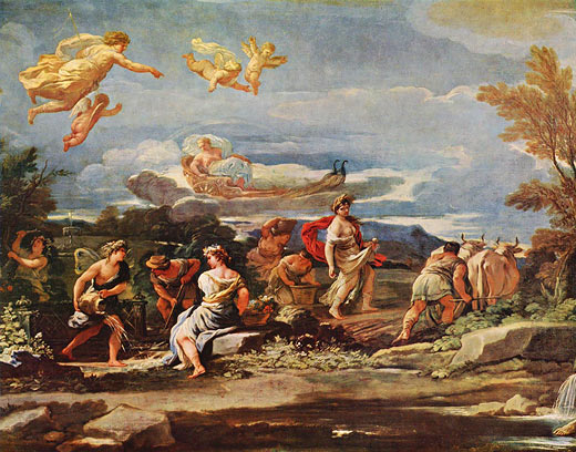 Szenen aus der Mythologie: Vertumnus und Pomona (4 Szenen, Entwurf)