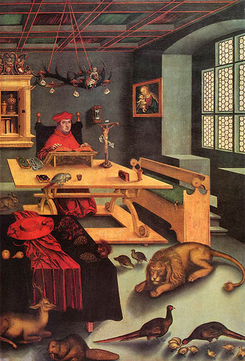Kardinal Albrecht von Brandenburg als Hieronymus im Gehäus