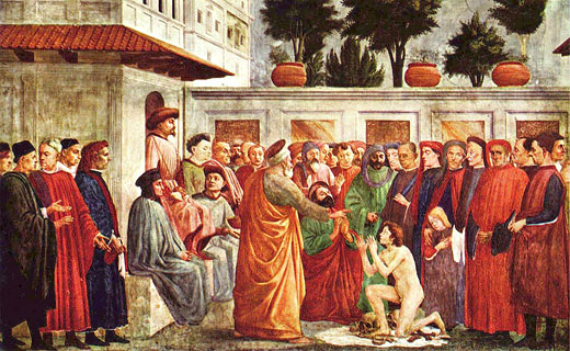 Szenen aus dem Leben Petri: Die Auferweckung des Sohnes des Theophilus und Petrus in Kathedra