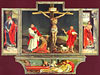 Isenheimer Altar, geschlossen: Hl. Antonius, Kreuzigung Christi, Hl. Sebastian, Beweinung Christi