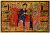 Altartafel mit der thronenden, das Kind stillenden Madonna zwischen den Heiligen Petrus und Leonhard
