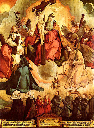Heilige Dreieinigkeit mit Engeln, Heiligen und Stifterfamilie von Bubenhoven