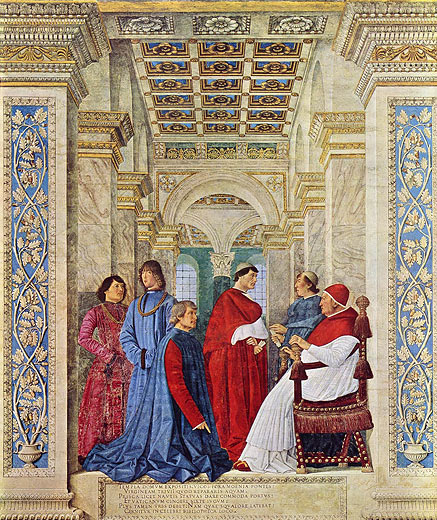 Papst Sixtus IV. ernennt Platina zum Prfekten der Bibliothek
