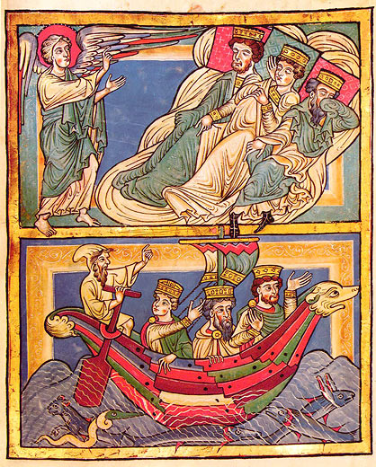 Traum und Heimreise der Heiligen Drei Könige (Evangelistar des Speyerer Doms)