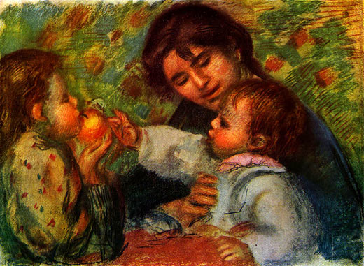Jean Renoir und Gabrielle mit ihrem Kind
