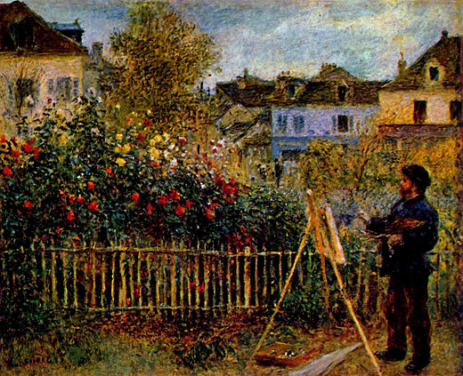 Monet beim Malen in seinem Garten