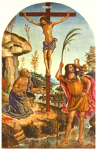 Der Gekreuzigte zwischen den Hll. Hieronymus und Christophorus
